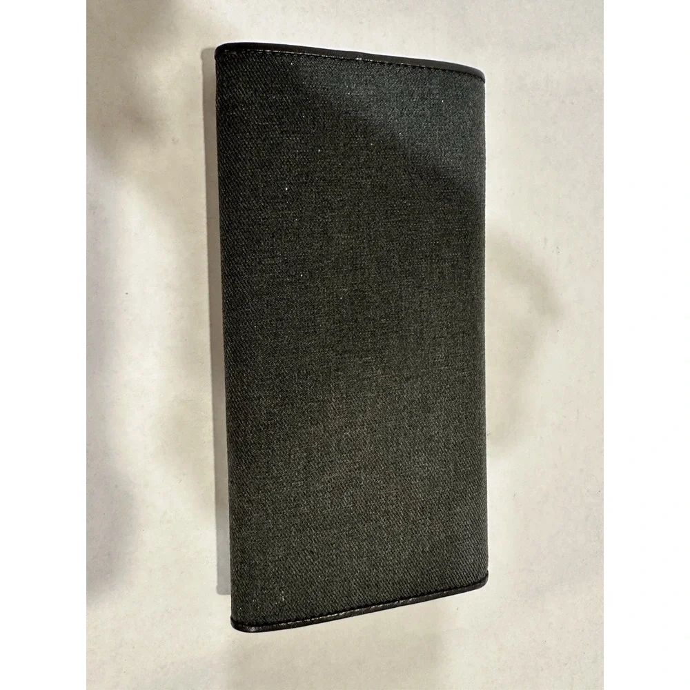 TUMI Brown Leather And Canvas Wallet Credit Card Holders Zipper New No Tags